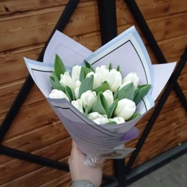 Букет белых тюльпанов 25шт
